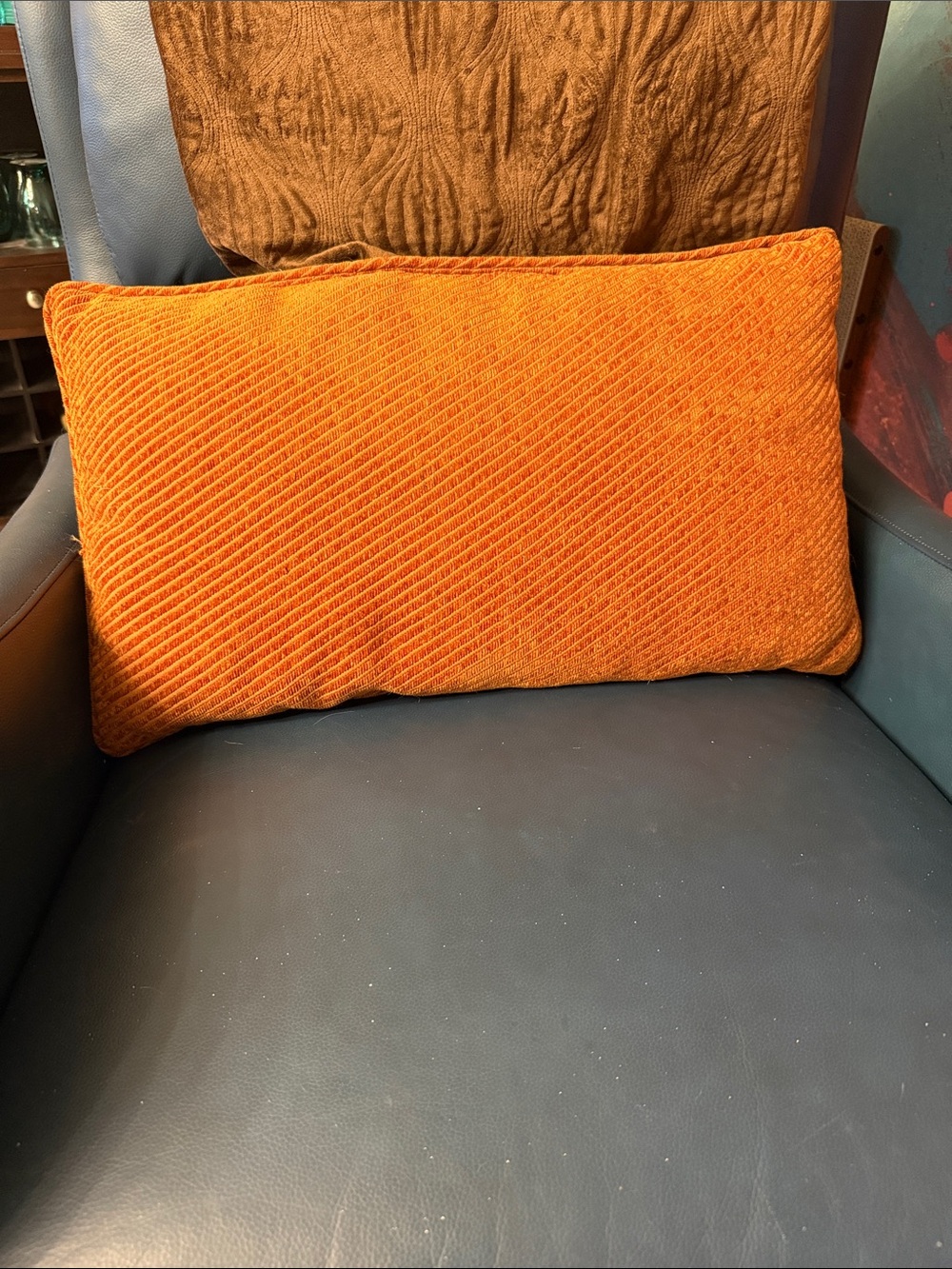 Orange Textured Lumbar Pillow - Unknown Brand